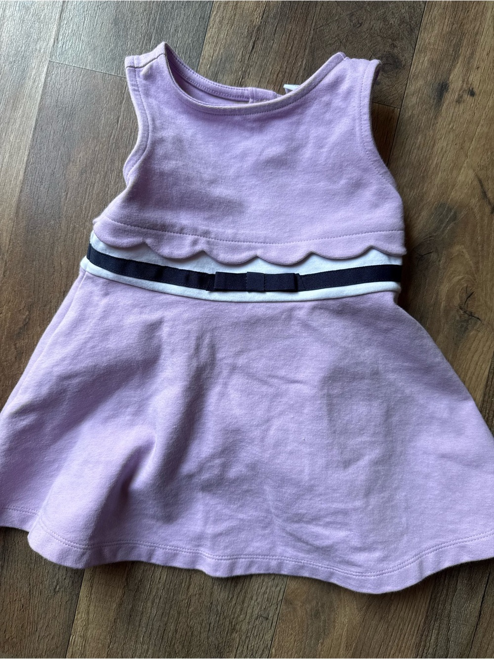 Janie and Jack Lilac Sleeveless Dress with Navy-White Ribbon Detail